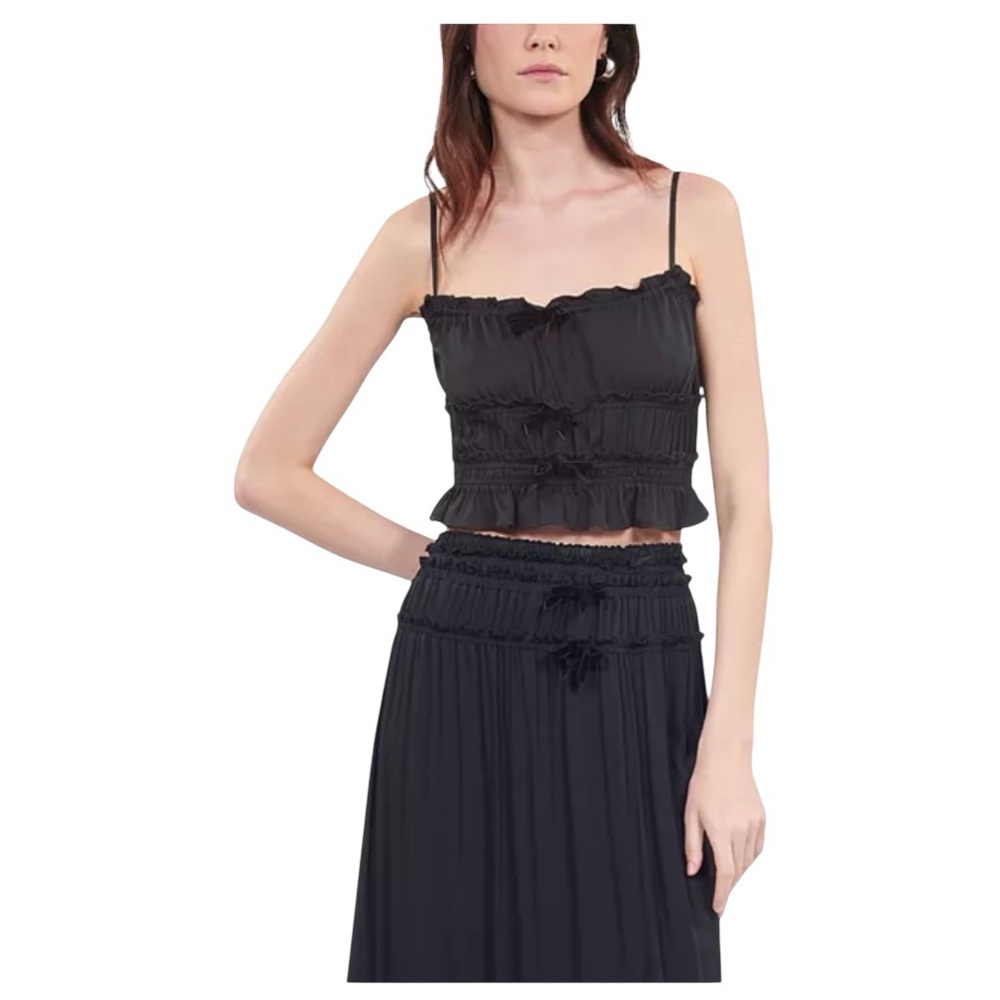 The Kooples Court A Bretelle Top, Size 2 French/ US Medium NWT Crop Top Straps
